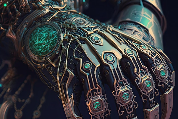 Close-up van androids handen met ingewikkelde details zichtbaar