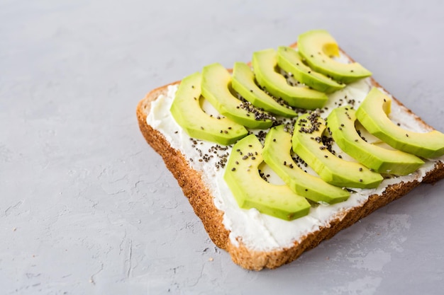 Close-up van avocado plakjes op brood