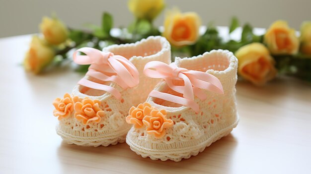 close-up van baby schoenen baby douche decoratie