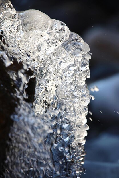 Foto close-up van bevroren water