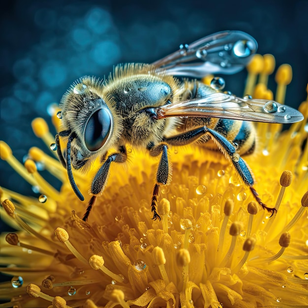 Close-up van bijen op bloemen