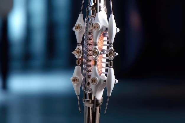Foto close-up van bionisch ruggenmergimplantaat voor mobiliteit gemaakt met generatieve ai