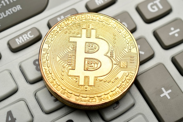 Close-up van bitcoin cryptocurrency bitcoin