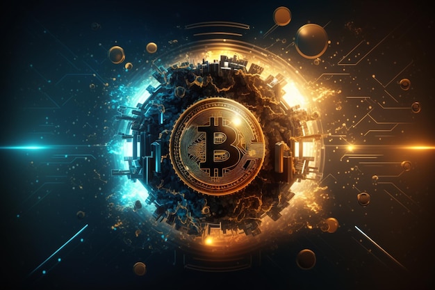 Close up van bitcoin generatieve ai