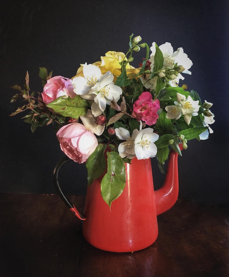 Foto close-up van bloemen in een vaas
