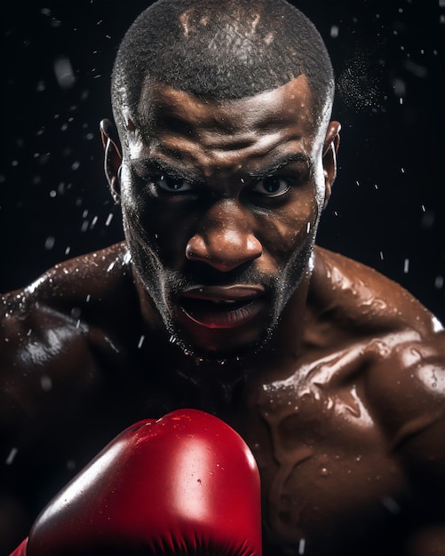 Close-up van bokser in de ring gevecht AI gegenereerd