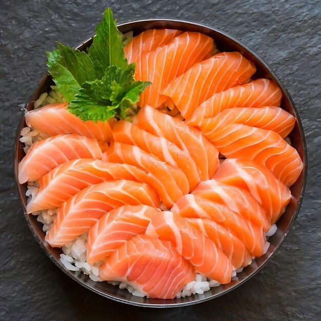 Close-up van bovenaf van de ingrediënten Sashimi SET Zalm Tonijn Japans eten