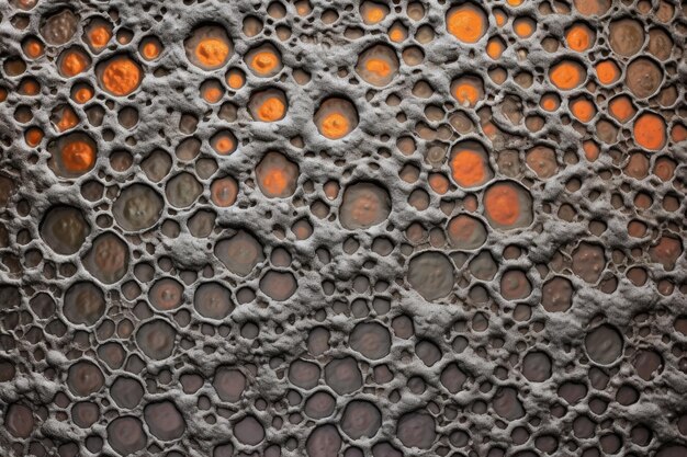 Foto close-up van bubbels op vers verhardde lava
