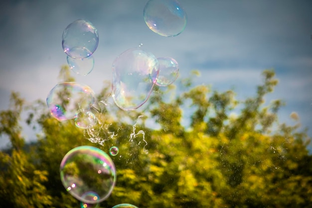 Close-up van bubbels tegen een wazige achtergrond