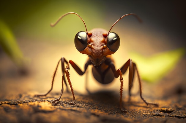 Close-up van bug op stuk hout met onscherpe achtergrond Generatieve AI