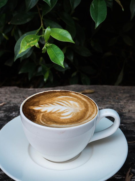 Foto close-up van cappuccino op tafel