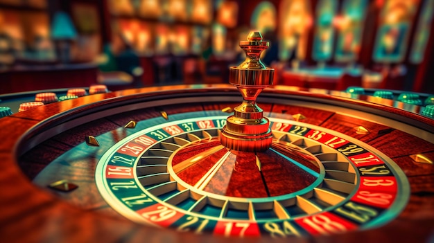Close-up van Casino Roulette Wheel met Generative AI
