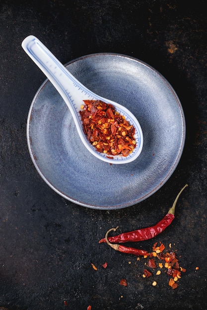 Close-up van chili flakes