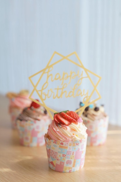 Close-up van cupcakes op tafel
