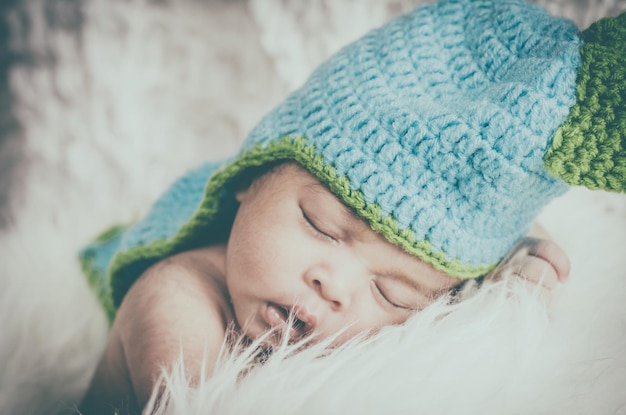 Close-up van de baby die slaapt