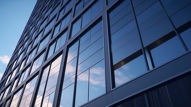 Foto close-up van de buitenkant van een glanzend glazen gebouw