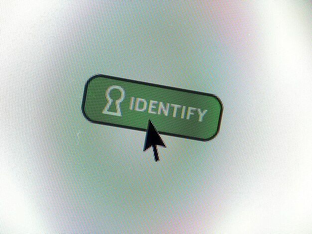 Foto close-up van de cursor op de identiteitstekst