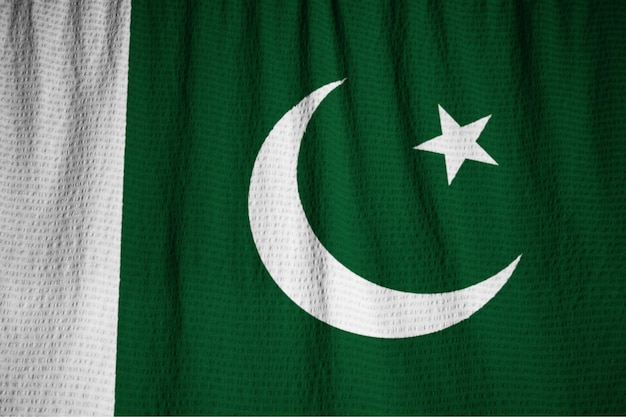Close-up van de gegolfde vlag van Pakistan