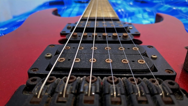 Close-up van de gitaar