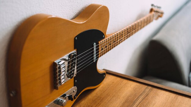 Close-up van de gitaar