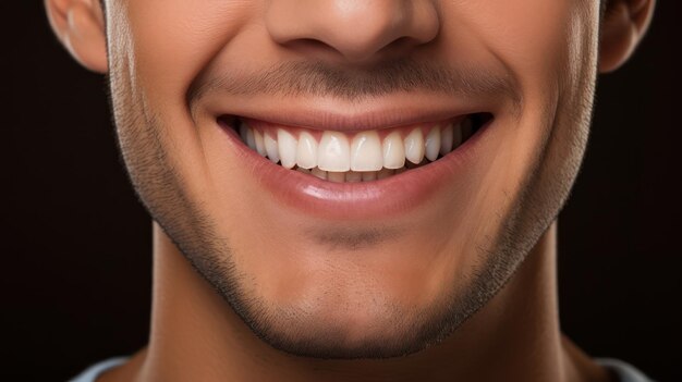 Close-up van de glimlach van een natuurlijke vrouw met tanden