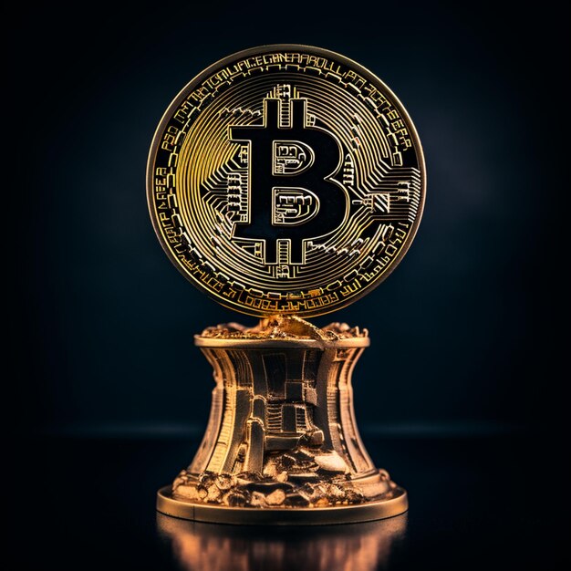 Close-up van de gouden bitcoin