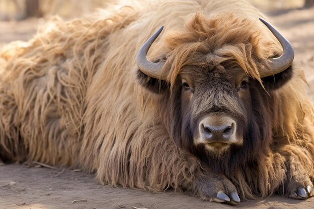 Close-up van de harige vacht van een buffel