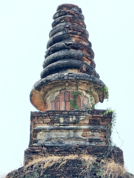 Close-up van de hoogste oude pagode Stupa historique bij Wat Pan Sao-tempel Chiang Mai Thailand