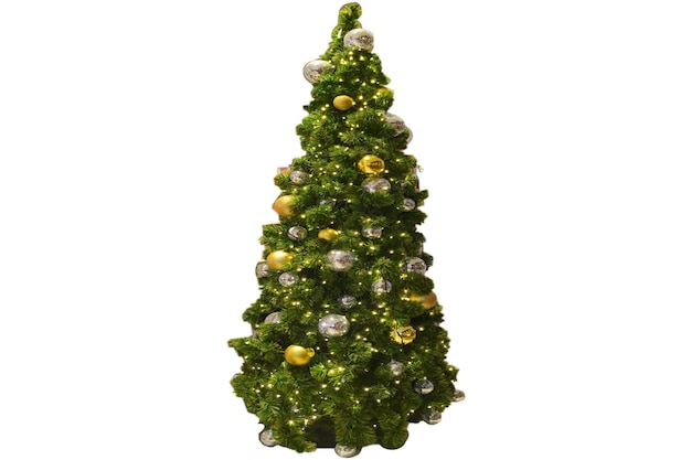 Close-up van de kerstboom tegen een witte achtergrond
