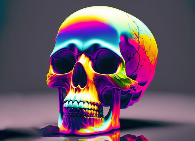 Close-up van de kleurrijke menselijke schedel
