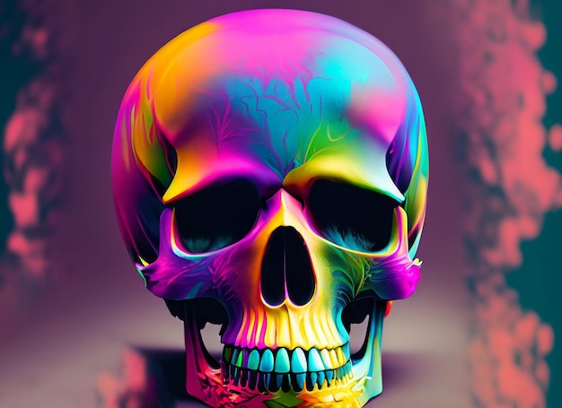 Close-up van de kleurrijke menselijke schedel