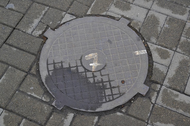 Foto close-up van de manhole