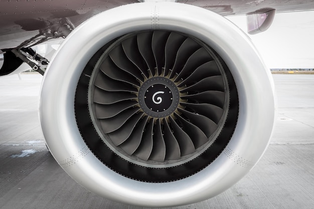 Close-up van de motor van het vliegtuig