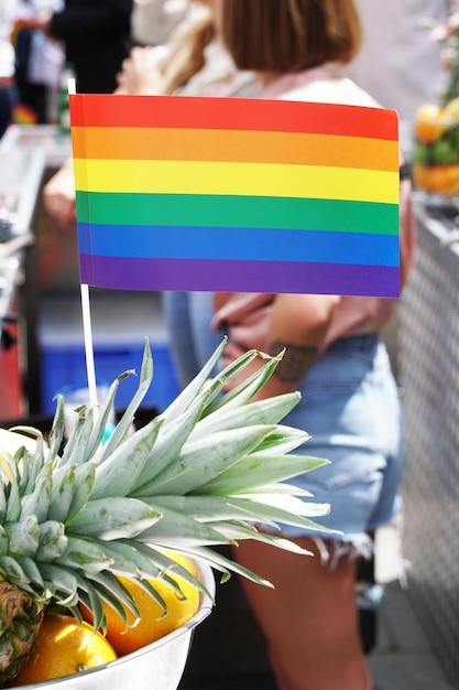 Foto close-up van de regenboogvlag