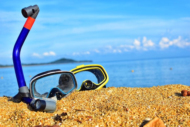 Close-up van de ring op het strand tegen de lucht