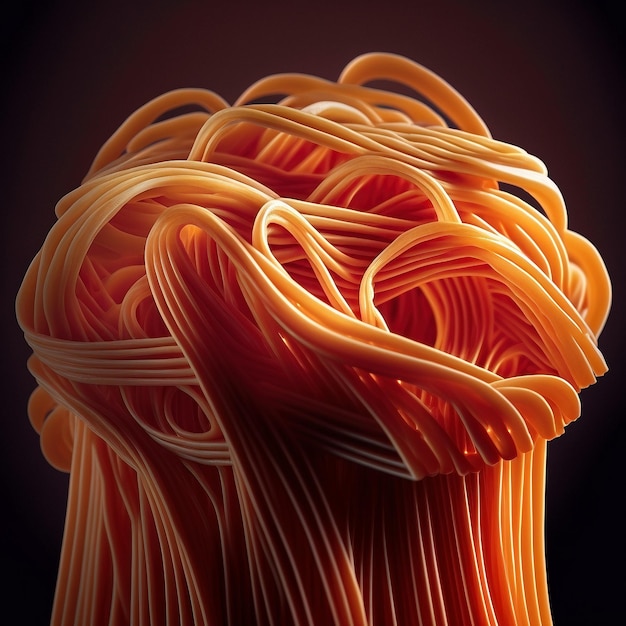 Close-up van de spaghetti pasta gemaakt met generatieve AI