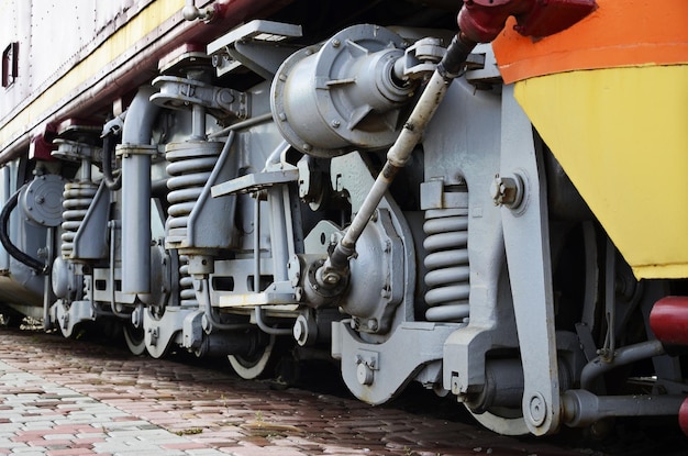 Close-up van de trein op het voetpad