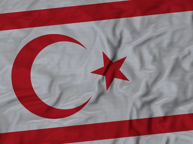 Close-up van de verstoorde Turkse vlag van Noord-Cyprus
