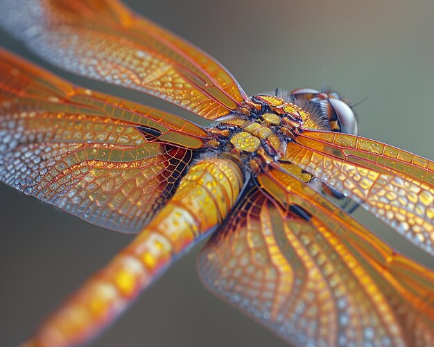 Foto close-up van de vleugels van een libelvlieg