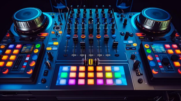 Close-up van dj's controller met veel knoppen Generatieve AI