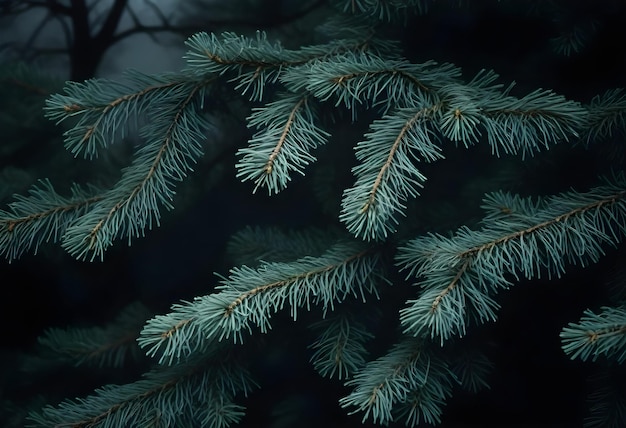 Close-up van donkergroene naaldbomen takken