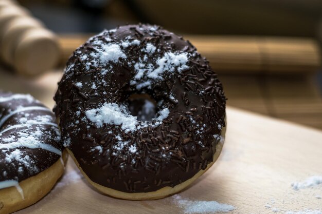 Close-up van donuts op de snijplank