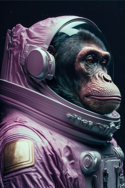 Close-up van een aap in een ruimtepak