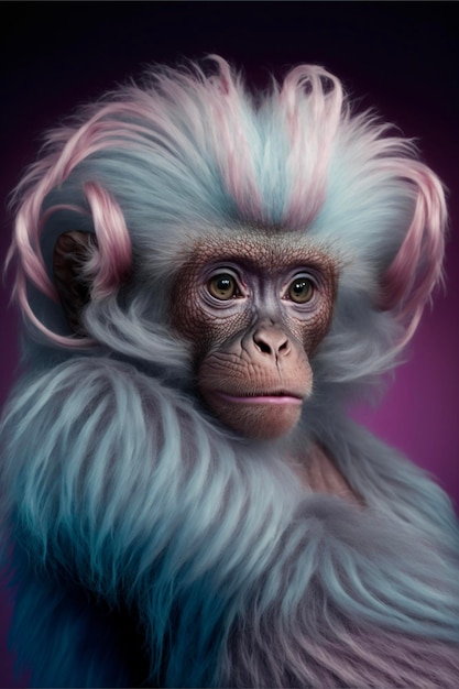 Close-up van een aap met roze haar