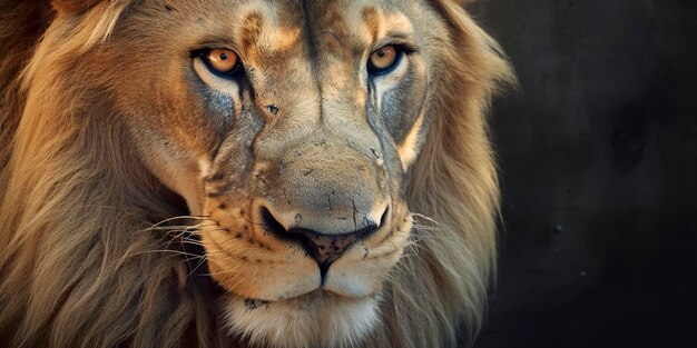 Close-up van een Afrikaanse leeuw Generatieve AI
