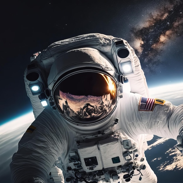 Close-up van een astronaut die in de ruimte zweeft Generatieve ai