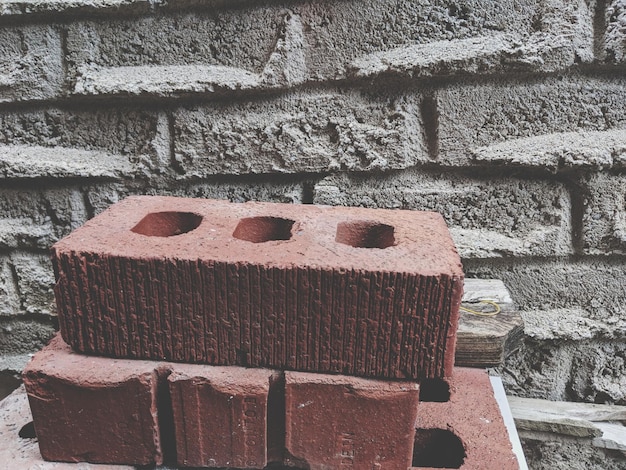 Foto close-up van een bakstenen muur