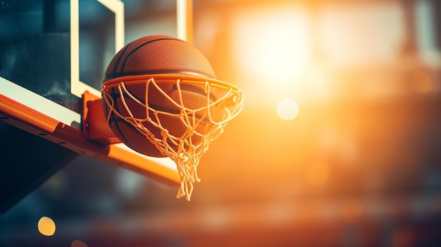 Close-up van een basketbal met kopieerruimte