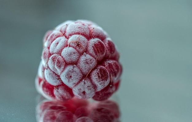 Close-up van een bes tegen een blauwe achtergrond