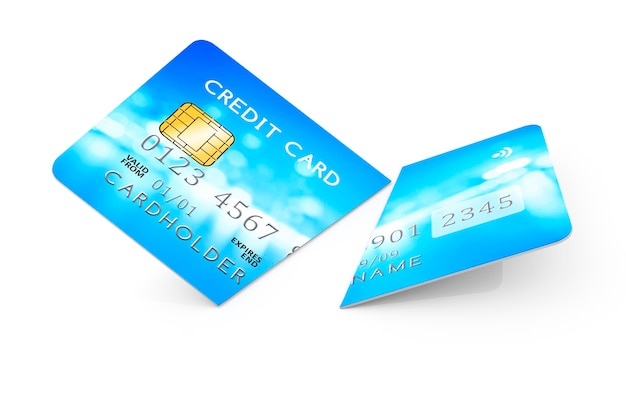 Close-up van een beschadigde creditcard op een witte achtergrond